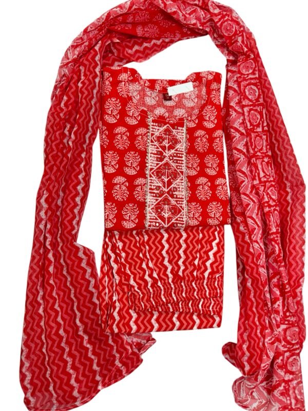 Bright orange kurti set - Image 2