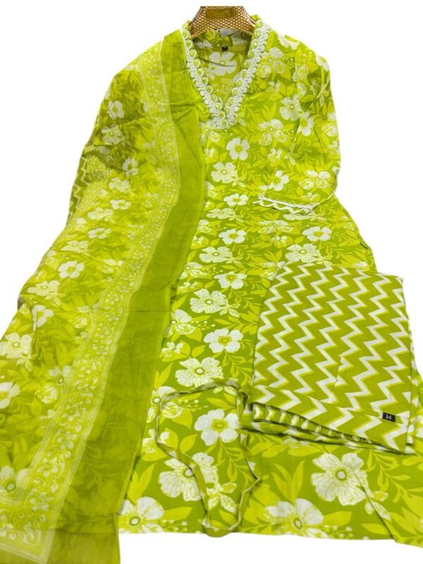 Parrot green cotton kurti