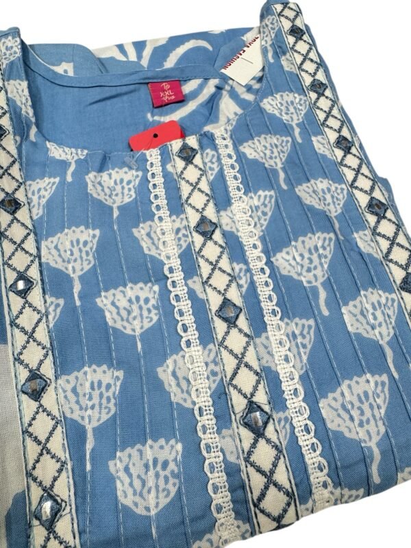 Blue Kurti with pant - Image 2